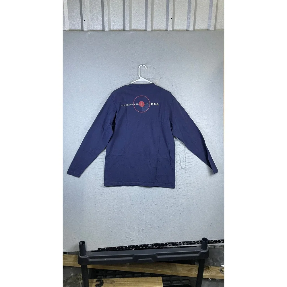 Levis Long Sleeve T-Shirt Mens Medium Blue Good Made in USA Red Tab Graphic